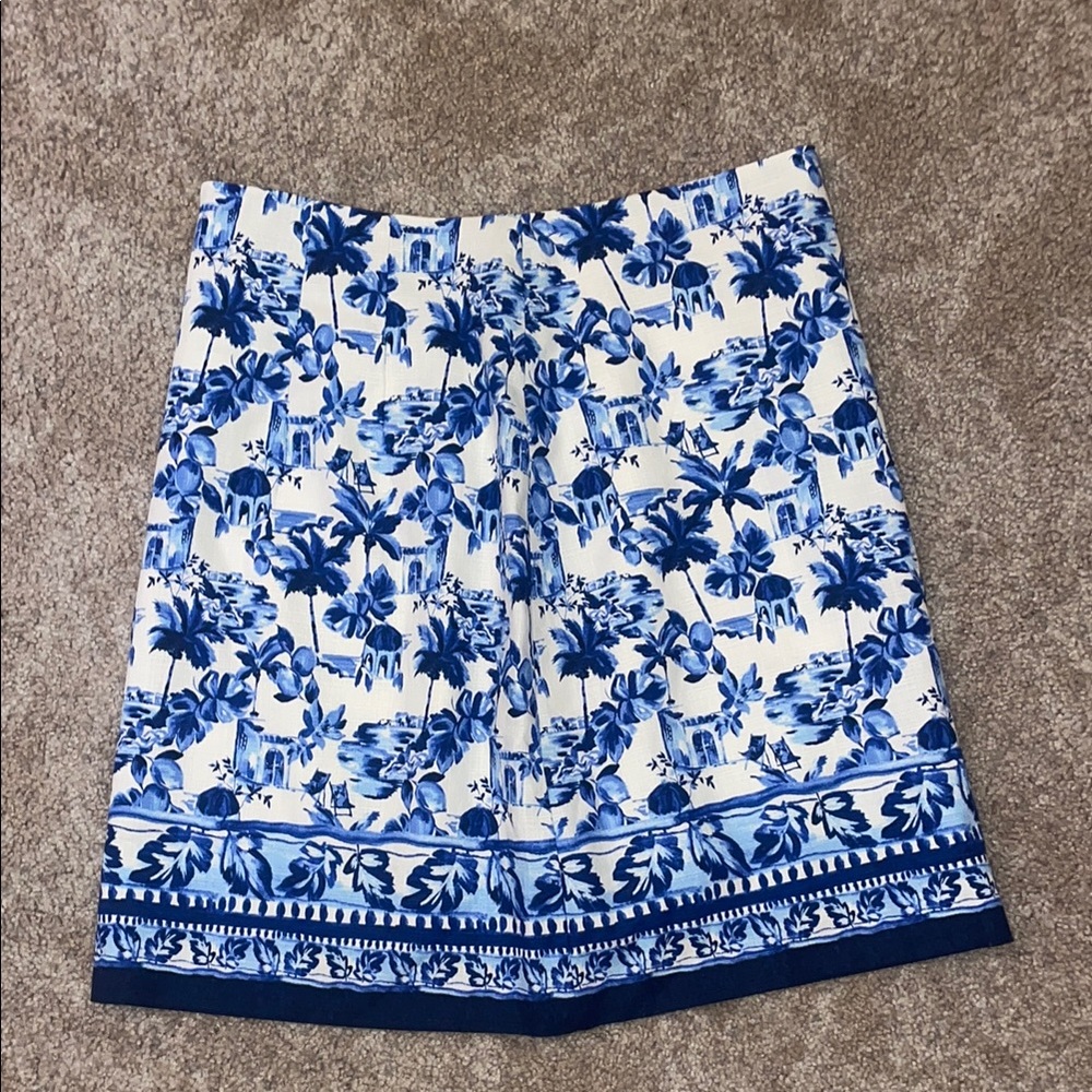 LOFT Blue and White A-Line Mini Skirt Resort Wear